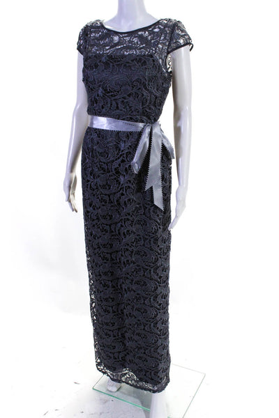 Adrianna Papell Womens Purple Floral Lace Lined Sleeveless Shift Dress Size 8P