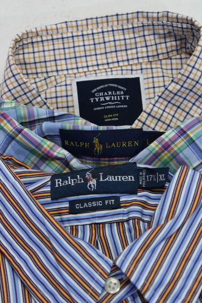 Ralph Lauren Charles Tyrwhitt Mens Paid Shirts Size Large 17.5 Extra Large Lot 3