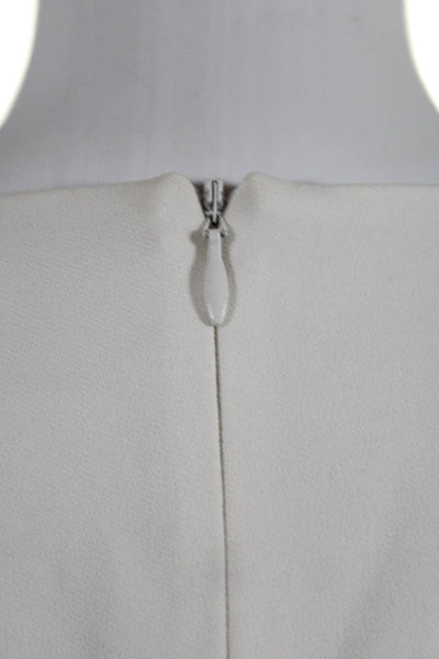 ALC Women's Silk Long Sleeve Ruffle Cropped Crew Neck Blouse White Size 0