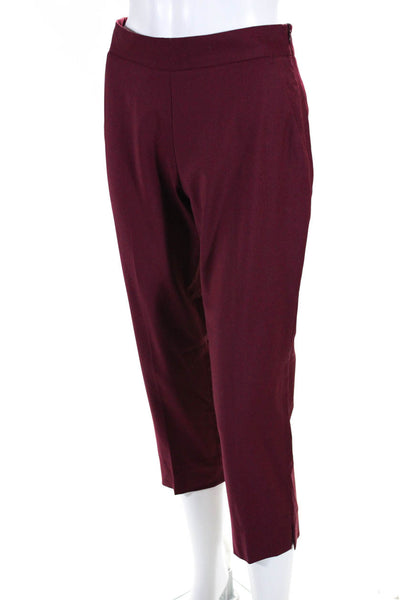 Derek Lam Women's Low Rise Zip Up Wool Dress Pants Red Size 0