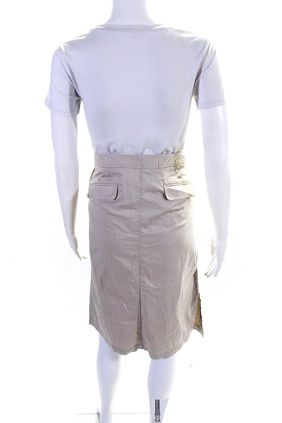 Faconnable Womens Zipper Fly Knee Length Pencil Skirt Brown Cotton Size 8