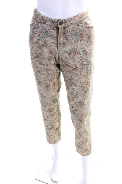 Lafayette 148 New York Womens Mid Rise Paisley Cropped Pants Brown Cotton Size 2