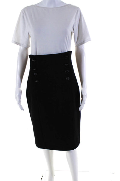 D. Exterior Womens Button Embellished Knee-Length Pencil Skirt Black Size M
