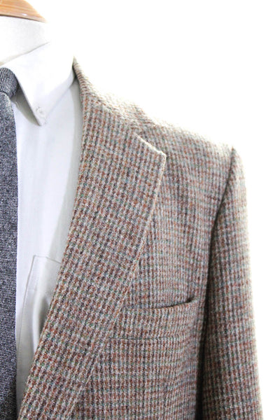 Stafford Men's Wool Two Button Single Breasted Tweed Blazer Jacket Beige Size 44
