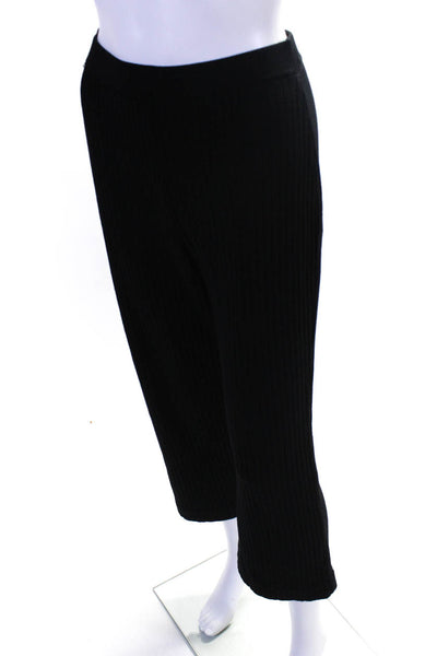St. John Collection By Marie Gray Womens Ribbed Straight Leg Pants Black Size 2