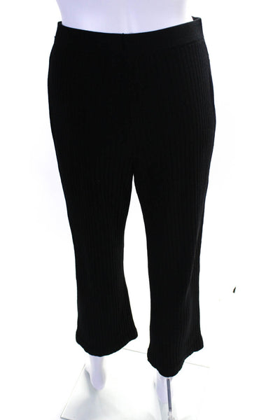 St. John Collection By Marie Gray Womens Ribbed Straight Leg Pants Black Size 2