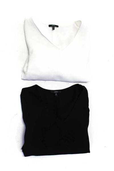 Drew Womens Solid Bow Sleeve V-Neck Flowy Bloyse White Black Size XS Lot 2
