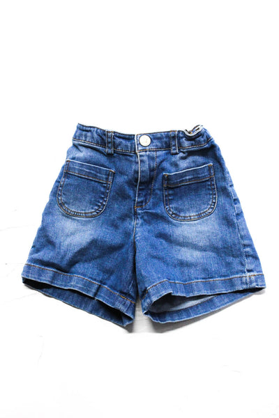 Bonpoint Girls Denim Zip Up Mid Rise Wide Leg Jean Shorts Blue Size 3