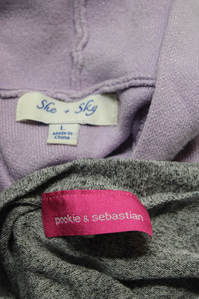 She + Sky Pookie and Sebastian Womens Ribbed Hoodie Sweater Purple Size L Lot 2