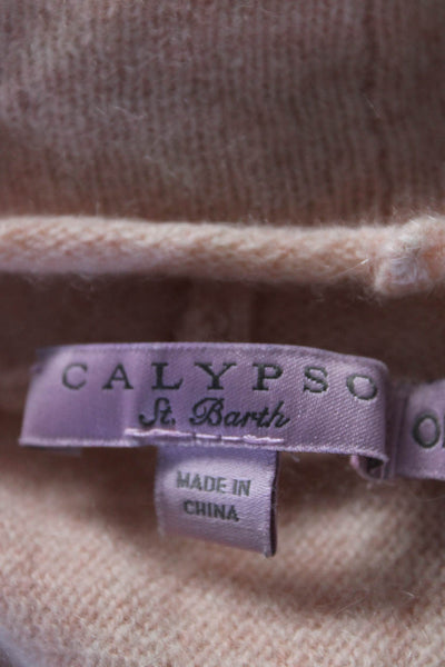 Calypso Women's Sleeveless Open Cashmere Hooded Cardigan Pink Size OS