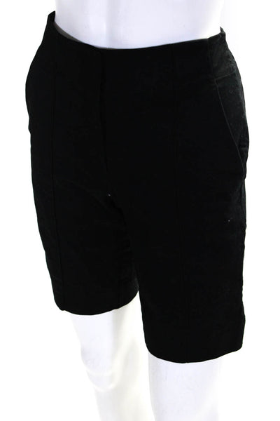 Thakoon Women's Cotton Flat Front Ruched Boyfriend Shorts Black Size 0