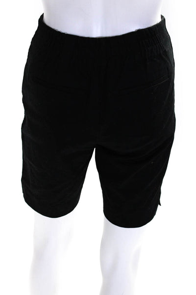 Thakoon Women's Cotton Flat Front Ruched Boyfriend Shorts Black Size 0
