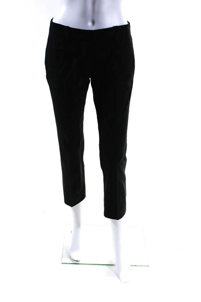 Prada Women's Low Rise Pleated Polyester Straight Leg Capri Trousers Black 38