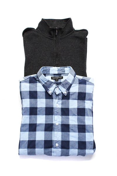 Van Heusen J Crew Mens Full Zip Button Flannel Sweatshirt Black Size L/XL Lot 2
