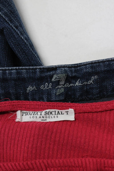 Project Social T 7 For All Mankind Womens Top Jeans Red Size Small 27 Lot 2