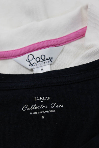 J Crew Lilly Pullitzer Womens Tee Shirts Blue White Size Small Medium Lot 2