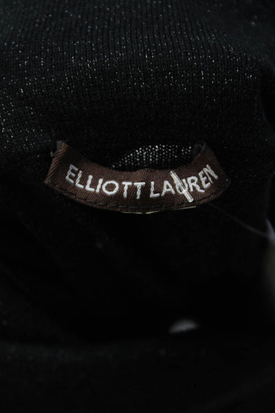 Elliott Lauren Womens Buttoned Glitter Turtleneck Textured Cardigan Black Size M