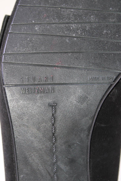 Stuart Weitzman Womens Black Suede Buckle Detail Kitten Heels Shoes Size 7N