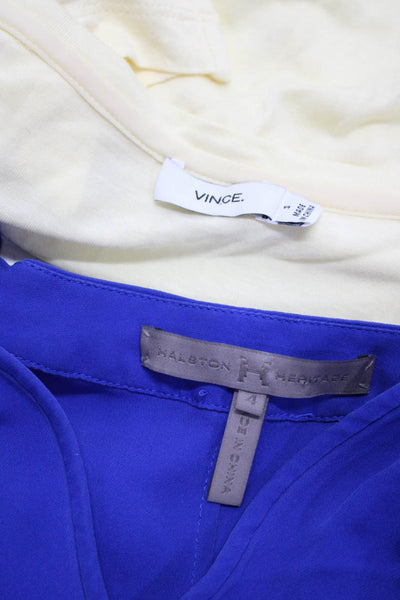 Halston Heritage Vince Womens Blouse Top Blue Size 4 S