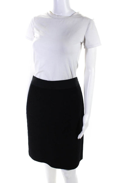 Milly Of New York Womens Wool Woven Zip Up Textured A-Line Skirt Black Size 4