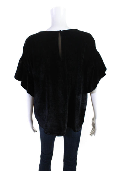 A.L.C. Womens Snakeskin Print Puffy Sleeves Blouse Black Cotton Size Small