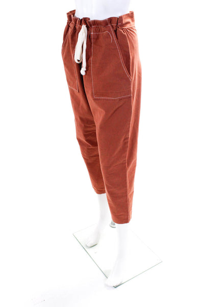 Morrison Womens Cotton High Rise Drawstring Capri Pants Orange Size 1