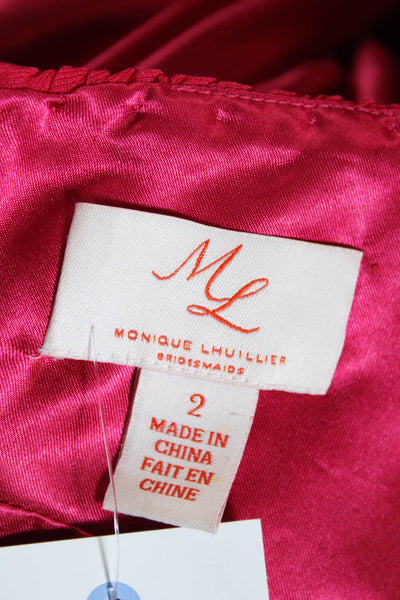 Monique Lhuillier Bridesmaids Womens Pink Zip Back Sleeveless Gown Dress Size 2