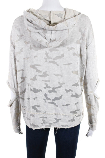 Generation Love Womens Camouflage Pullover Long Sleeve Hoodie White Size M