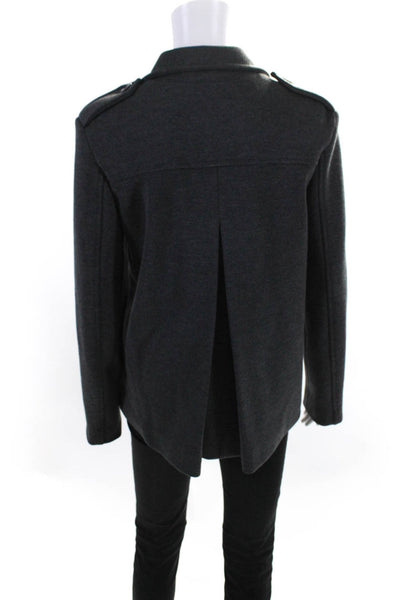 Roberto Collina Womens Merino Wool Collared Long Sleeve Jacket Dark Gray Size M