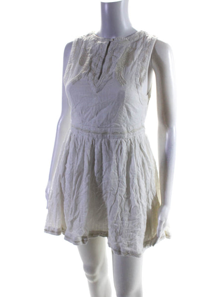 Free People Women's V-Neck Sleeveless Lined Mini Dress White Size 6