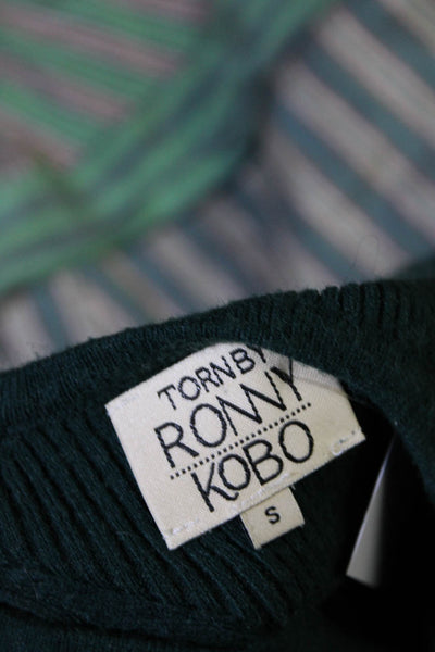 Torn By Ronny Kobo Women's Crewneck Long Sleeves Bodycon Mini Dress Green Size S