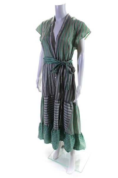 Torn By Ronny Kobo Women's Crewneck Long Sleeves Bodycon Mini Dress Green Size S