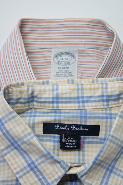 Brooks Brothers Men's Collar Long Sleeves Button Down Shirt Plaid Size XL Lot 2