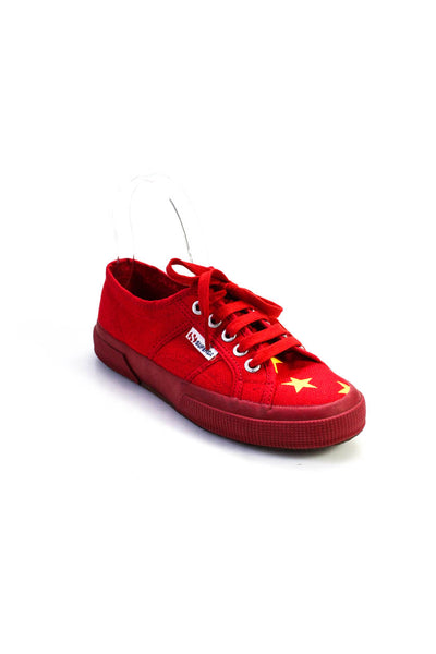 Superga Womens Star Pattern Canvas Lace Up Low Top Fashion Sneakers Red Size 6