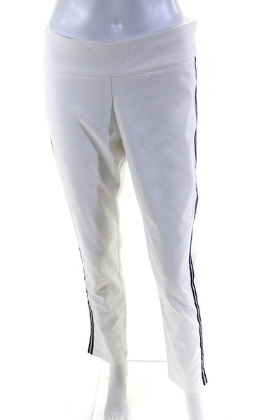 Lola And Sophie Womens Striped Side High Rise Slim Leg Pants White Size Large