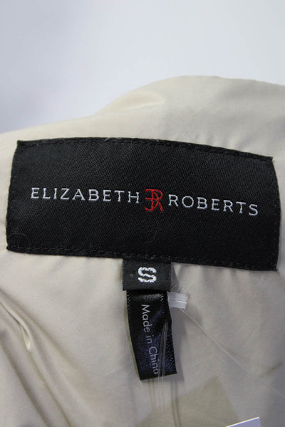 Elizabeth Roberts Women's Long Sleeve Full Zip Mid-Length Rain Jacket Beige S