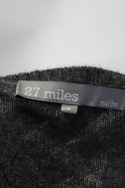 27 Miles Womens Cashmere Crew Neck Long Sleeve Sweater Gray Size Small