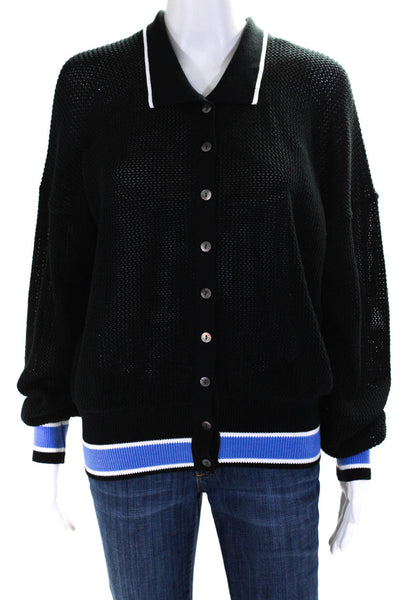 Mihara Yasuhiro Women's Cotton Knit Collared Button Down Cardigan Black Size L