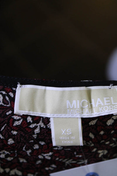 Michael Michael Kors Women's Floral Long Sleeve V Neck Mini Dress Purple Size XS