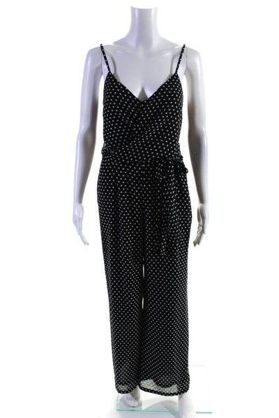 Michael Michael Kors Women's Polka Dot Sleeveless Wrap Jumpsuit Black Size S