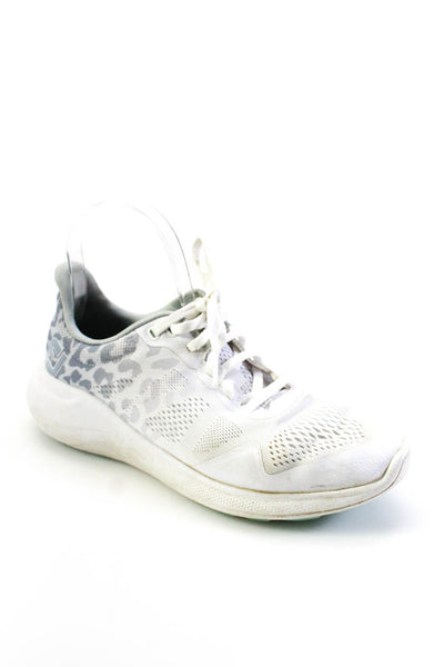 Foot Joy Womens Ombre Textured Mesh Animal Print Lace-Up Sneakers Gray Size 6.5