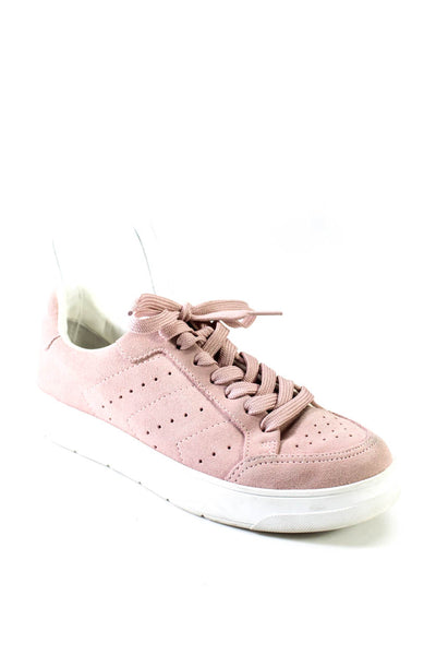 Marc Fisher LTD. Womens Perforated Suede Lace Up Low Top Sneakers Pink Size 6