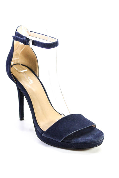 Michael Michael Kors Womens Suede Ankle Strap Platform High Heels Navy Size 6.5