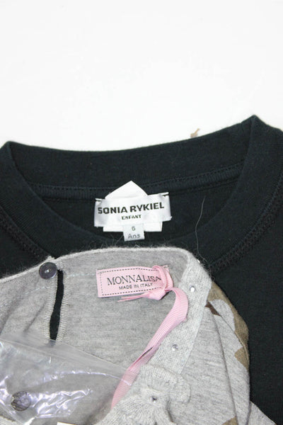 Sonia Rykiel Enfant Monnalisa Girls Tee Shirts Black Brown Size 6 10 Lot 2