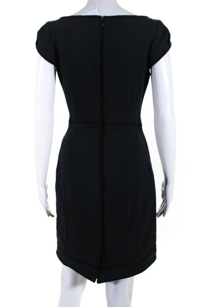 Zac Posen Women's Textured Square Neck Cap Sleeve Midi Dress Blue Size 8