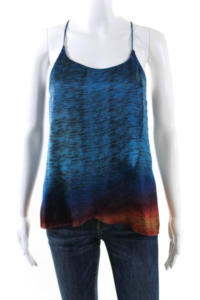 Rory Beca Women's Printed Scoop Neck Tank Top Blouse Blue Size XS
