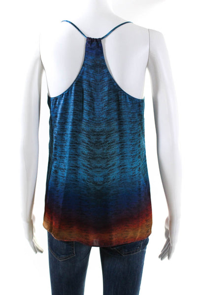 Rory Beca Women's Printed Scoop Neck Tank Top Blouse Blue Size XS
