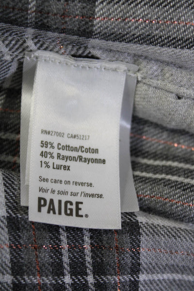 Paige Women's Plaid Long Sleeve Button Down Shirt Gray Size XS