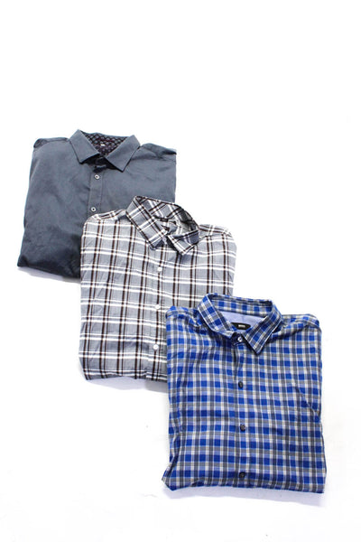 Michael Kors Men's Printed Button Down Shirts Gray Blue Size L XL Lot 3