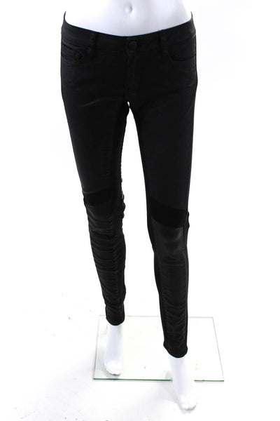 Maje Womens Cotton Side Stripe Low-Rise Skinny Leg Jeans Black Size 34